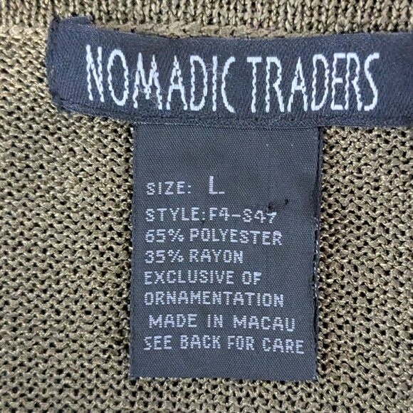 NOMADIC TRADERS Sage Green Short Sweater w Long Sleeves; Size L - Picture 3 of 4